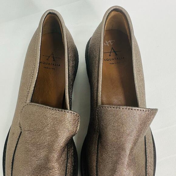 Aquatalia Kelsey Weatherproof Loafers Metallic Silver Suede size 5 - Picture 8 of 9